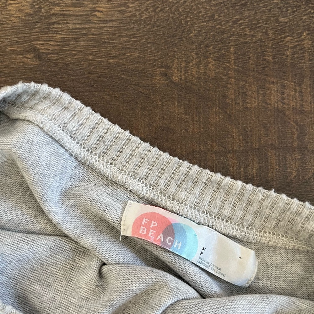 Free People Gray Off-Shoulder Ribbed Mini Dress - Picture 2 of 3